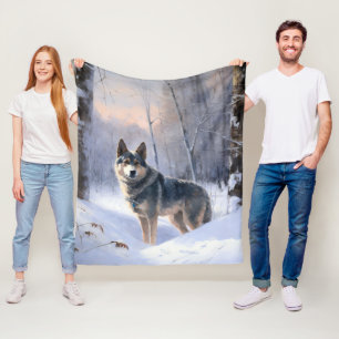Swedish Vallhund Let It Snow Christmas Fleece Blanket