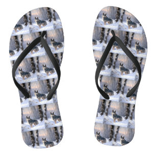 Swedish Vallhund Let It Snow Christmas Flip Flops