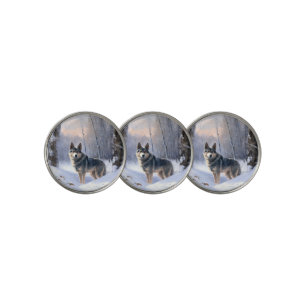 Swedish Vallhund Let It Snow Christmas Golf Ball Marker