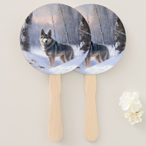 Swedish Vallhund Let It Snow Christmas  Hand Fan