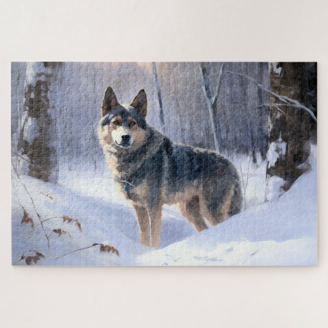 Swedish Vallhund Let It Snow Christmas  Jigsaw Puzzle (Horizontal)