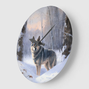 Swedish Vallhund Let It Snow Christmas Large Clock