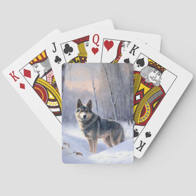 Swedish Vallhund Let It Snow Christmas  Poker Cards (Back)