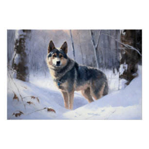 Swedish Vallhund Let It Snow Christmas Poster