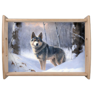 Swedish Vallhund Let It Snow Christmas Serving Tray