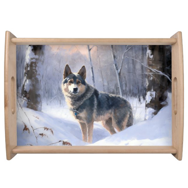 Swedish Vallhund Let It Snow Christmas  Serving Tray (Front)