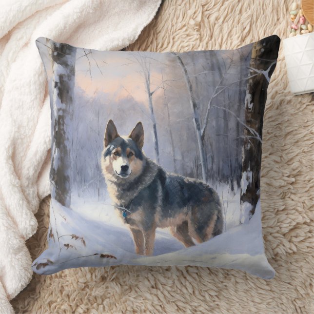 Swedish Vallhund Let It Snow Christmas  Throw Pillow (Blanket)