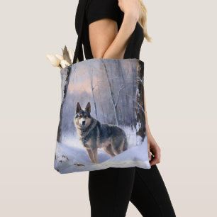 Swedish Vallhund Let It Snow Christmas Tote Bag