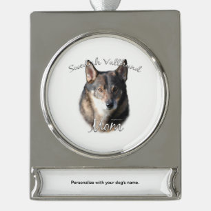Swedish Vallhund Mom 2 Silver Plated Banner Ornament