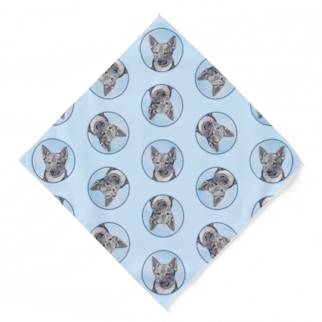 Swedish Vallhund Painting Cute Original Dog Art Bandana (Front)