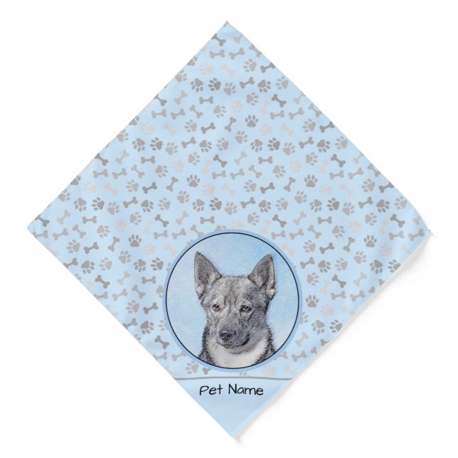 Swedish Vallhund Painting Cute Original Dog Art Bandana (Front)