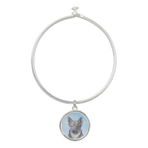 Swedish Vallhund Painting - Cute Original Dog Art Bangle Bracelet