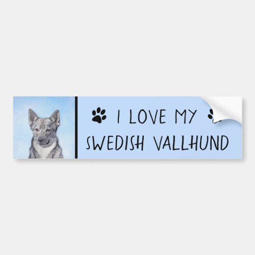 Swedish Vallhund Painting _ Cute Original Dog Art Bumper Sticker