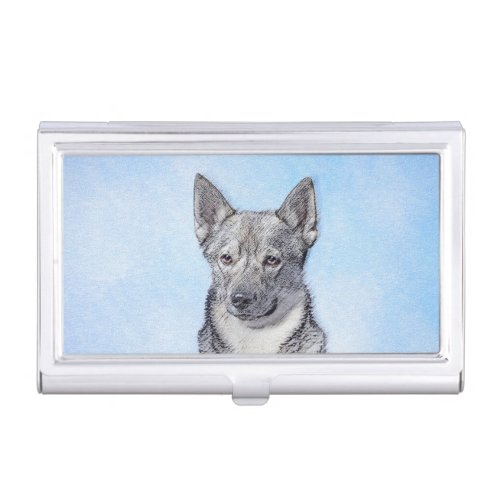 Swedish Vallhund Painting _ Cute Original Dog Art Business Card Case