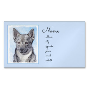 Swedish Vallhund Painting - Cute Original Dog Art Business Card Magnet