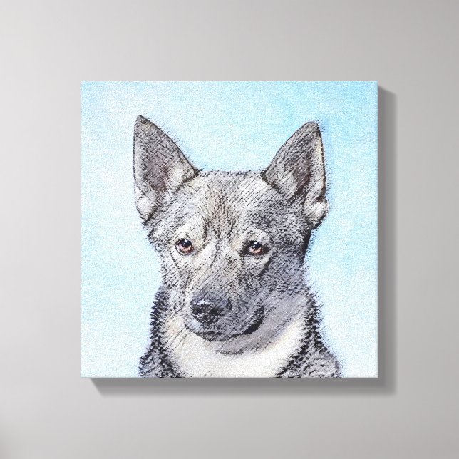 Swedish Vallhund Painting - Cute Original Dog Art Canvas Print (Front)