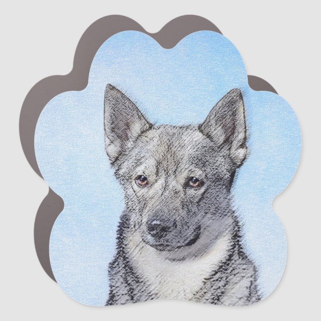 Swedish Vallhund Painting - Cute Original Dog Art Car Magnet (Front)
