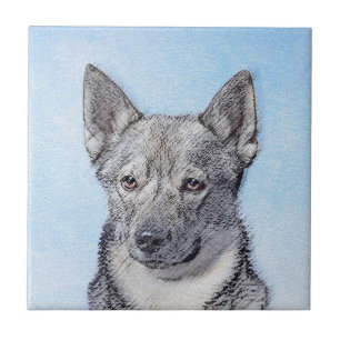 Swedish Vallhund Painting - Cute Original Dog Art Ceramic Tile