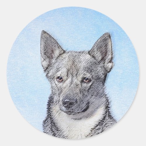 Swedish Vallhund Painting _ Cute Original Dog Art Classic Round Sticker