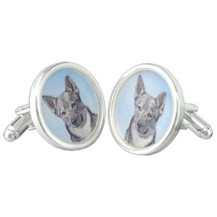 Swedish Vallhund Painting - Cute Original Dog Art Cufflinks