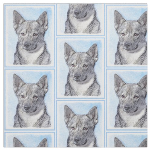 Swedish Vallhund Painting _ Cute Original Dog Art Fabric