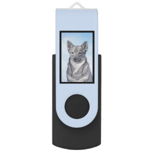Swedish Vallhund Painting - Cute Original Dog Art Flash Drive