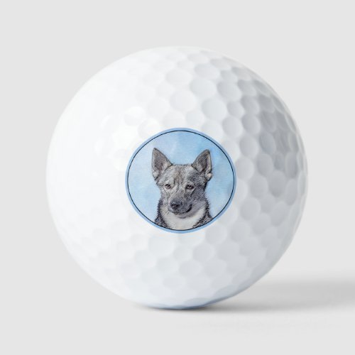 Swedish Vallhund Painting _ Cute Original Dog Art Golf Balls