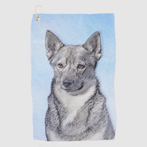 Swedish Vallhund Painting _ Cute Original Dog Art Golf Towel