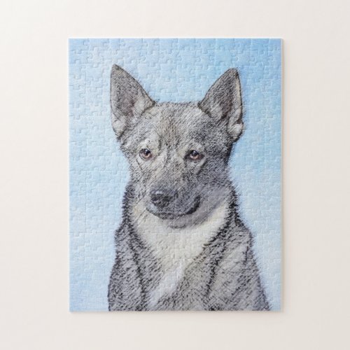 Swedish Vallhund Painting _ Cute Original Dog Art Jigsaw Puzzle