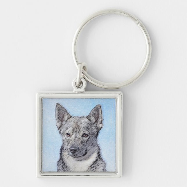 Swedish Vallhund Painting - Cute Original Dog Art Keychain (Front)