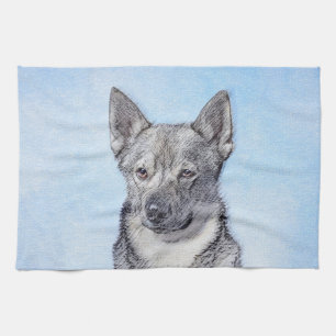 Swedish Vallhund Painting - Cute Original Dog Art Kitchen Towel