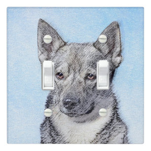 Swedish Vallhund Painting - Cute Original Dog Art Light Switch Cover