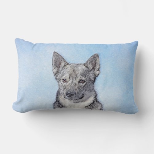 Swedish Vallhund Painting _ Cute Original Dog Art Lumbar Pillow