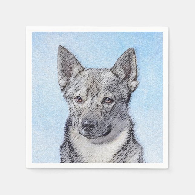 Swedish Vallhund Painting - Cute Original Dog Art Napkins (Front)