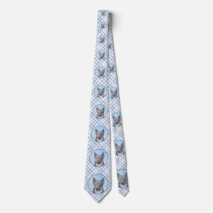 Swedish Vallhund Painting - Cute Original Dog Art Neck Tie