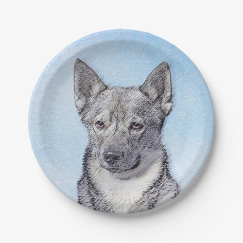 Swedish Vallhund Painting _ Cute Original Dog Art Paper Plates