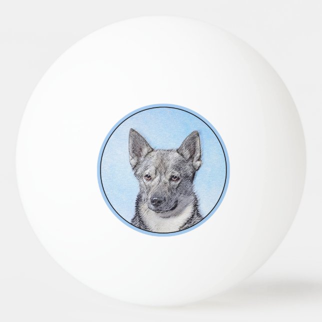 Swedish Vallhund Painting - Cute Original Dog Art Ping Pong Ball (Front)