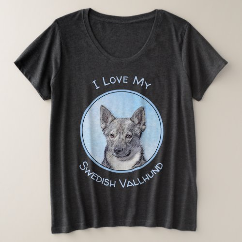 Swedish Vallhund Painting _ Cute Original Dog Art Plus Size T_Shirt