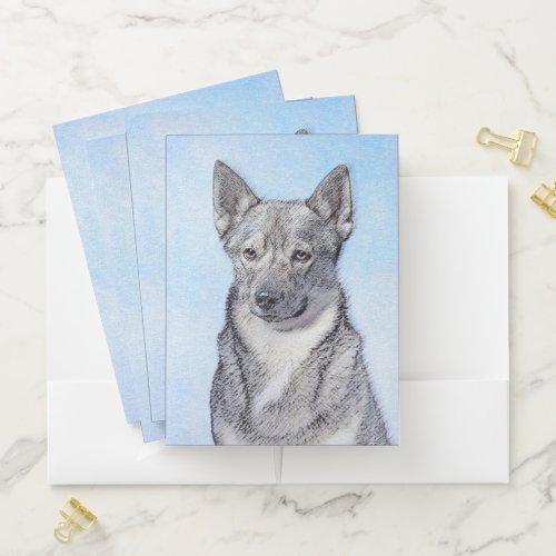 Swedish Vallhund Painting _ Cute Original Dog Art Pocket Folder