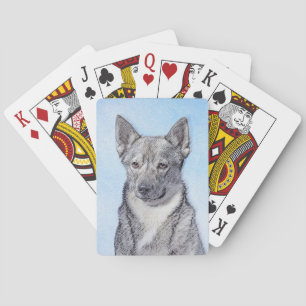 Swedish Vallhund Painting - Cute Original Dog Art Poker Cards
