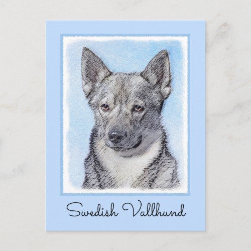 Swedish Vallhund Painting _ Cute Original Dog Art Postcard