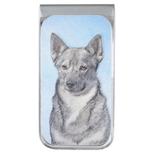 Swedish Vallhund Painting - Cute Original Dog Art Silver Finish Money Clip