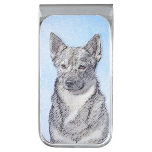 Swedish Vallhund Painting _ Cute Original Dog Art Silver Finish Money Clip
