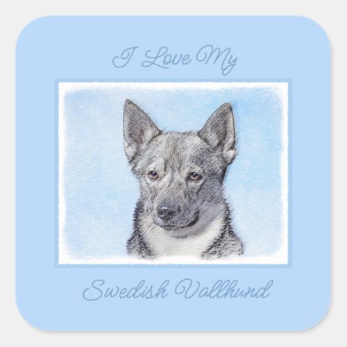 Swedish Vallhund Painting _ Cute Original Dog Art  Square Sticker