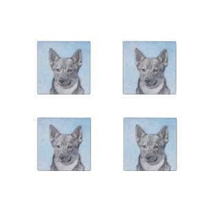 Swedish Vallhund Painting - Cute Original Dog Art Stone Magnet