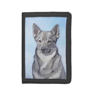 Swedish Vallhund Painting - Cute Original Dog Art Tri-fold Wallet
