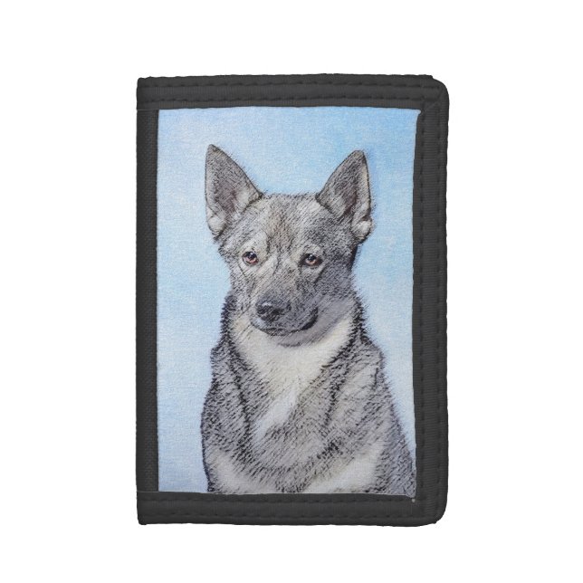Swedish Vallhund Painting - Cute Original Dog Art Tri-fold Wallet (Front Vertical)