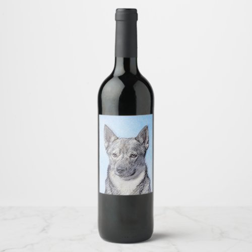 Swedish Vallhund Painting _ Cute Original Dog Art Wine Label