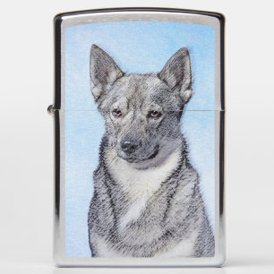 Swedish Vallhund Painting - Cute Original Dog Art Zippo Lighter