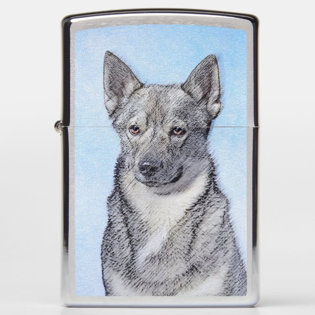 Swedish Vallhund Painting - Cute Original Dog Art Zippo Lighter (Front)